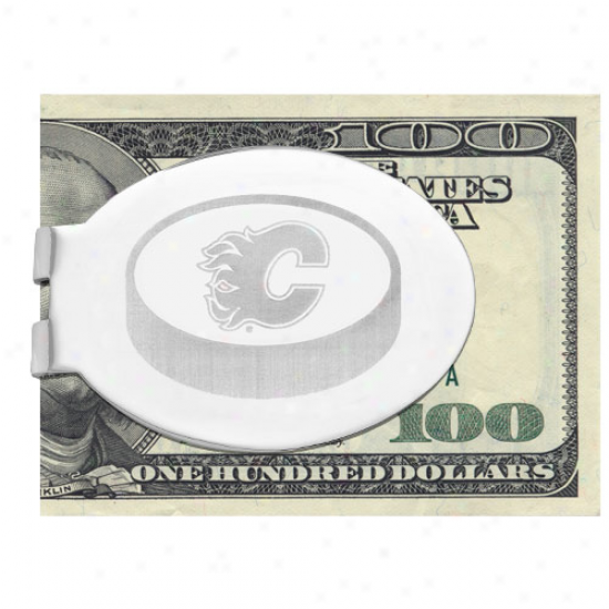 Logo Skill Calgary Flames Silver Laser-etched Money Clip