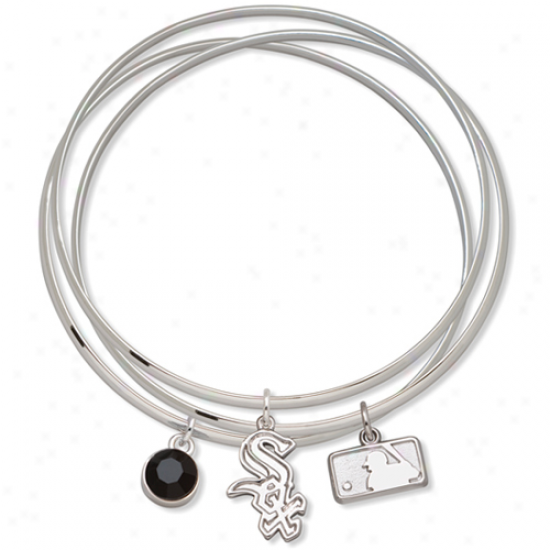 Logo Art Chicago White Sox Ladies Spirit Crystal Bangle Bracelet Set