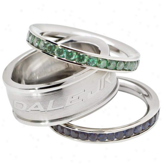 Logo Art Dale Earnhardt Jr. Ladies Nature Crstal Stacked Ring Set