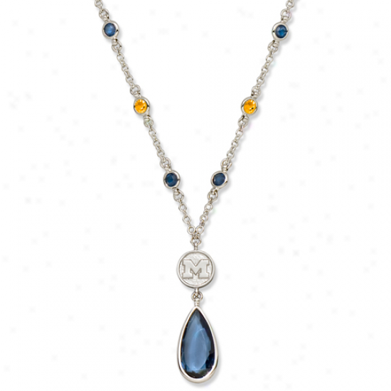 Logo Art Michigan Wolverines Ladies Spirit Crystal Dangle Necklace