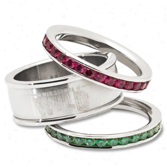 Logo Art Minnesota Wild Ladies Spirit Crystal Stacked Resonance Set