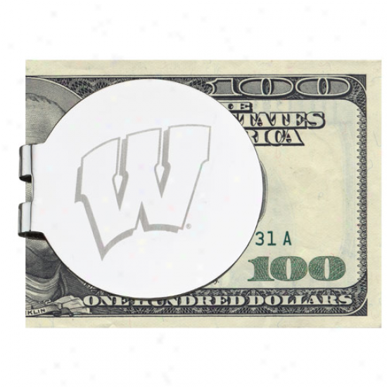 Logo Art Wisconsin Badgers Silver Laser-etched Money Prune