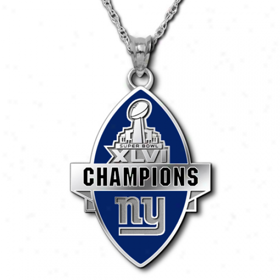 Logoart New York Giants Super Bowl Xlvi Champions Sterling Silver Enameled Charm Necklace