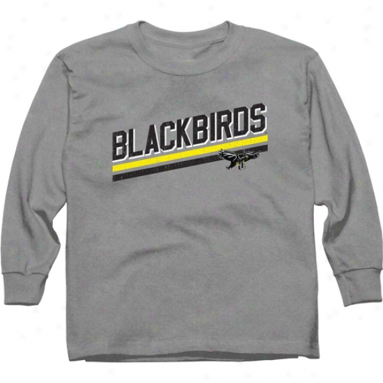 Long Island Blackbirds Youth Risingg Bar Long Sleeve T-shirt - Ash