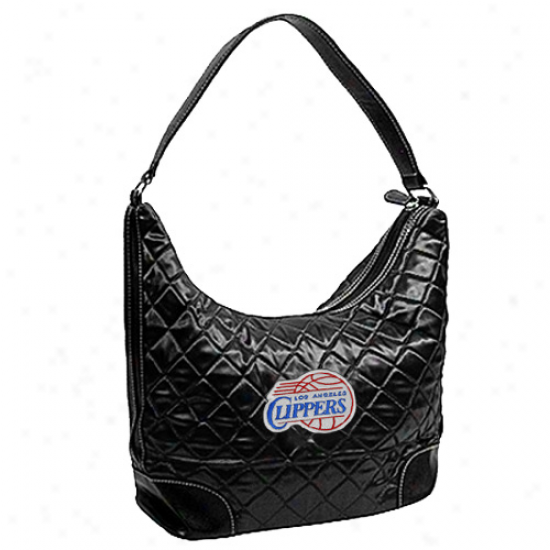 Los Angeles Clippers Ladies Blaxk Quilted Hobo Purse