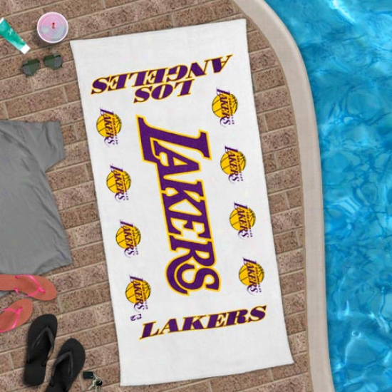 Los Angeles Lakers 24'' X 42'' White Cotton Bench Towel