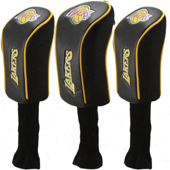 Los Angeles Lakers 3-pacj Golf Clun Headcovers - Black