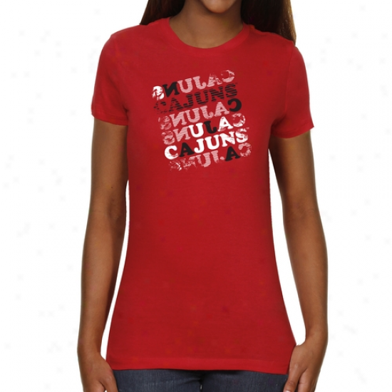 Louisiana-lafayette Ragin Cajuns Ladies Crossword Slim Fiy T-shirt - Red