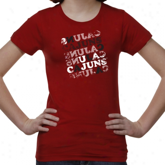 Louisiaa-lafayette Ragin Cajuns Youth Girls Crossword T-shirt - Red