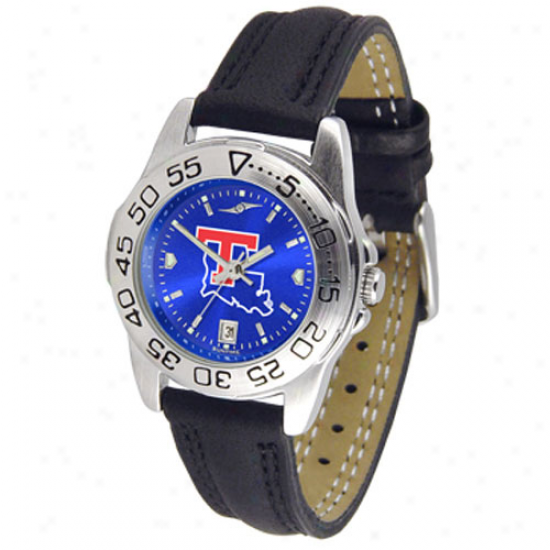 Louisiana Tech Buildogs Ladies Sport Leather Anochrome Watch