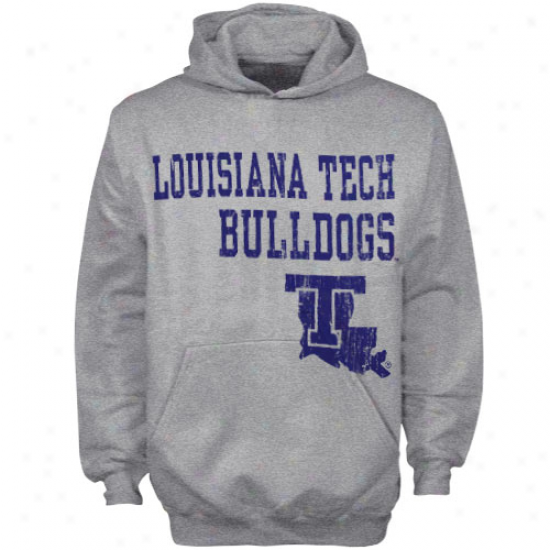 Louisiana Tech Bulldogs Youth Ash Stacked Hoody Sweatshirt