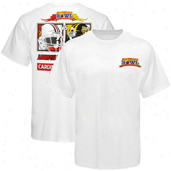 Louisville Cqedinals Vs. Southern Miss Golden Eagles White 2010 Beef 'o' Brady's Bowl Bound T-shirt