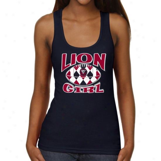 Loyola Marymount Lions Ladies Argyle Girl Junior's Ribbed Tank Top - Navy Blue