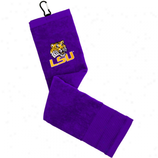 Lsu Tigers Purple Embroidered Face/club Golf Towel