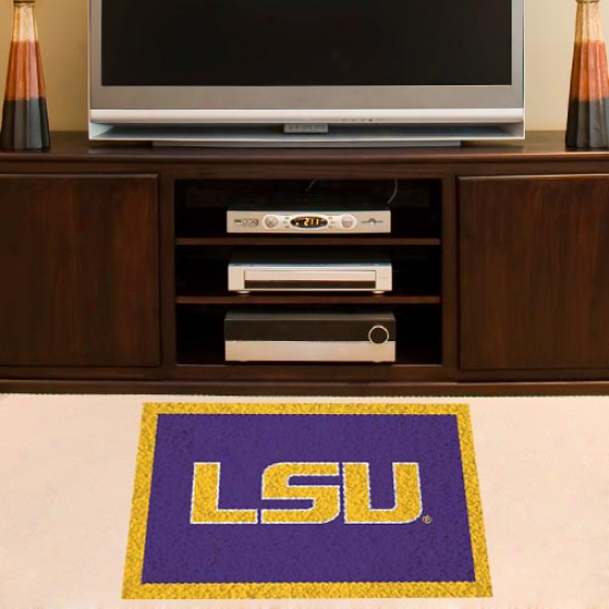 Lsu Tigers Purple-gold 18'' X 30'' Handmade Hooked Rug