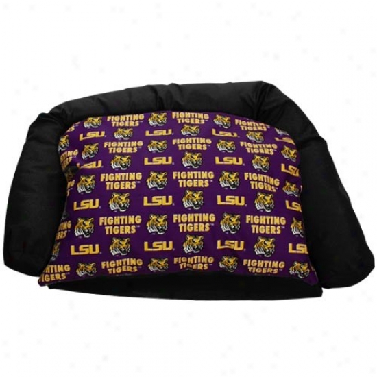 Lsu Tigers Purple Meduum Bolster Pet Bed