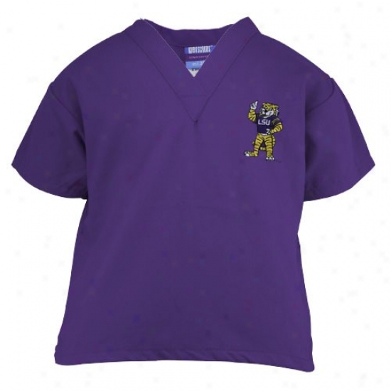 Lsu Tigers Purple Youth Mascot Scrub Top