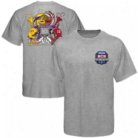 Lsu Tigers Vs. Alabama Crimson Tide 2012 Bcs National Championship Game Bound Mask T-shirt - Gray