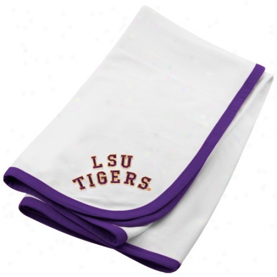 Lsu Tigers White Soft Cotton Baby Blanket -