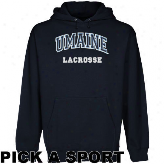 Maine Black Bears Navy Blue Custom Sport Arch Applique Midweight Pullover Hoody -