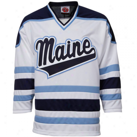 Maine Black Bears White Tackle Twill College Hockey Jersey