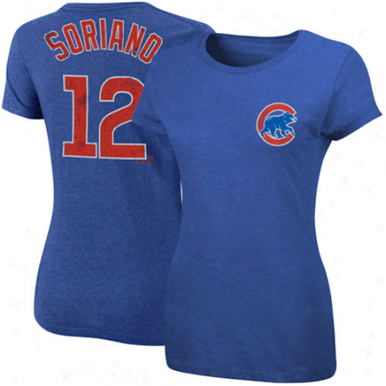 Majestic Alfonso Soriano Chicago Cubs  #12 Ladies Off-field Drama Player Heathered T-shirt - Royal Azure