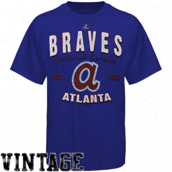 Majestic Atlanta Braves Cooperstown Barney T-shirt - Royal Blue