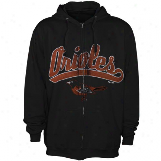 Majestic Baltimore Orioles Black Big Club Full Zip Hoodie Jerkin