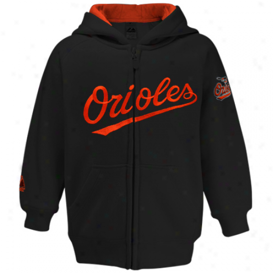 Majesstic Baltimore Orioles Toddler Black Full Zip Hoody Sweatshirt