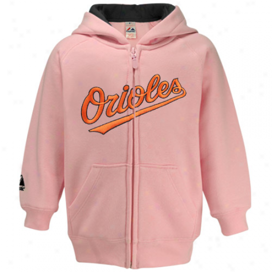 Majestic Baltinire Orioles Toddler Girls Pink Full Zip Hoody Sweatshirt