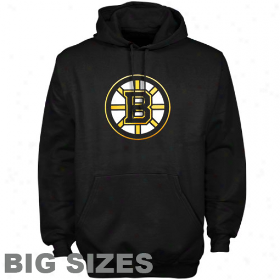 Majestic Boston Bruins Black Big Sizes Felt Tek Patch Pullover Hoodie Sweatshirt