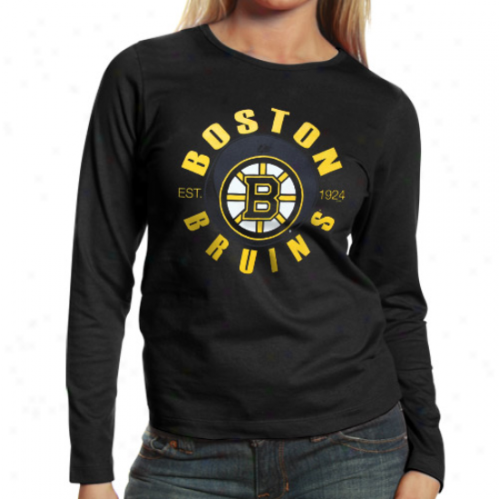Majestic Boston Bruins Ladies Unbreakable Siprit Slow Sleeve T-shirt - Black