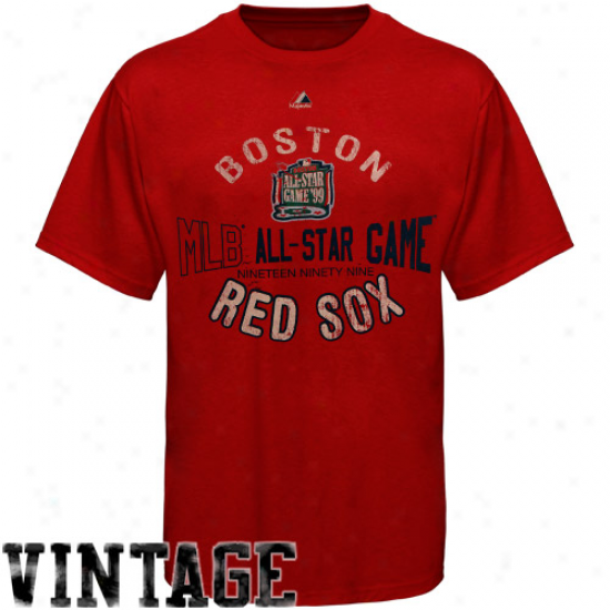 Majestic Boston Red Sox Cooperstown Cord Of Sluggers T-shirt - Red