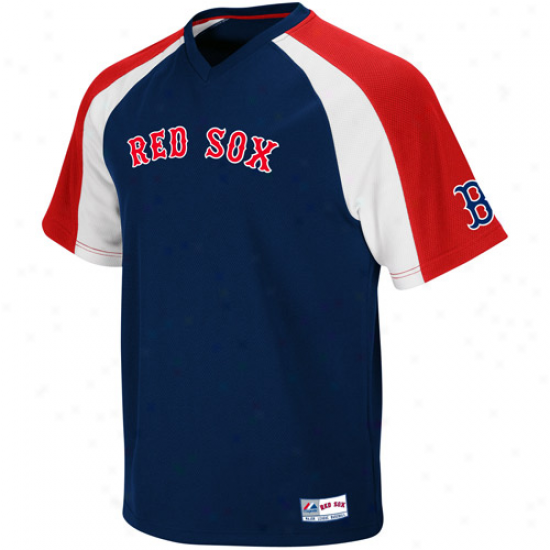 Majestic Boston Reed Sox Crusader Pullover Jersey - Navy Blue-red