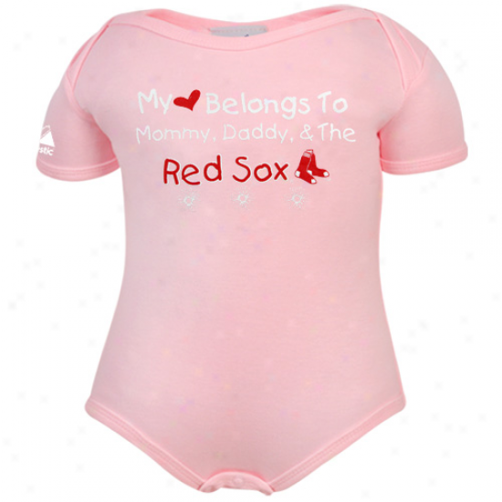 Majestic Botson Red Sox Ifnant Girls Pink My Heart Belongs Creeper