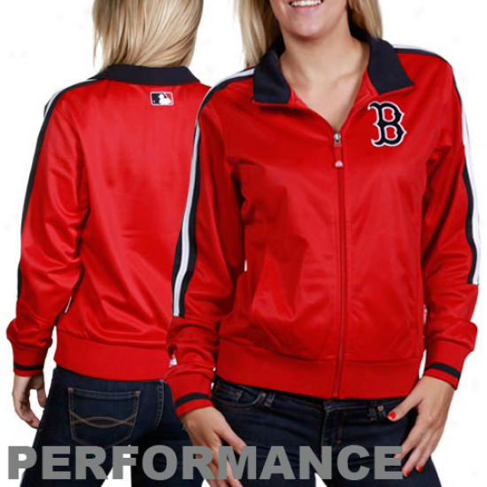 Majestic Boston Red Sox Ladies Red Therma Base Performance Track Jacket