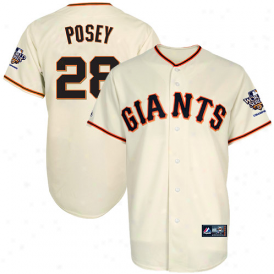 Majestic Buster Posey San Francisco Giants Youth 2010 World Series Champions Jerrsey-natural