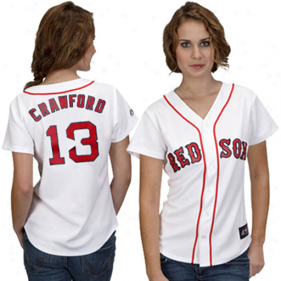 Majestic Carl Crawford Boston Red Sox Women's Replica Jersey - White