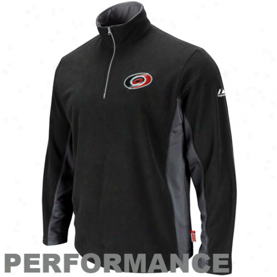 Majestic Carolina Hurricanes Black Vertical Ahead Quarter Zip Playing Jacket