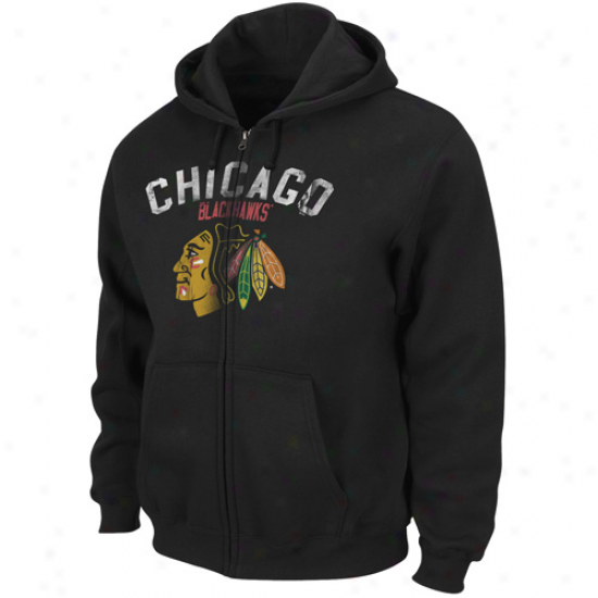 Majestic Chicago Blackhawks Black Enduring Strength Exactly Zip Hoodie Sweatshirt