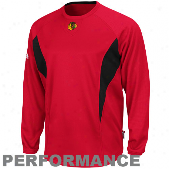 Majrstic Chicago Blackhawks Red-black Therma Base Tech Performance Pullover Swratshirt