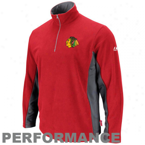 Majestic Chicago Blackhawks Red Straight Ahead Quarter Zip Performance Jacket