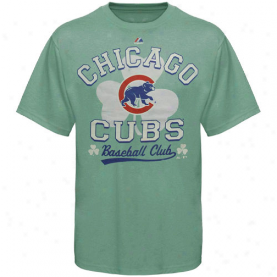 Majestic Chicago Cubq Irish Stroke T-shirt - Light Green