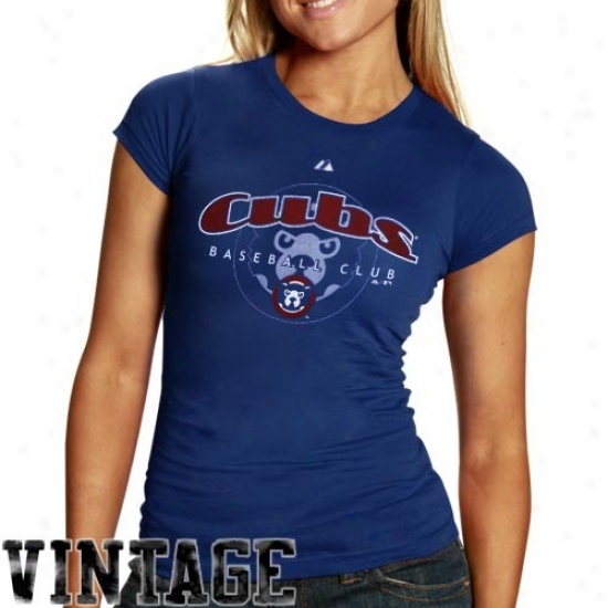 Majestic Chicago Cubs Ladies Royal Blue Cooperstown Circus Catch T-shirt