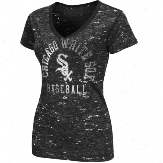 Majestic Chicago White Sox Ladies Play Call Premium V-neck T-shirt - Charcoal