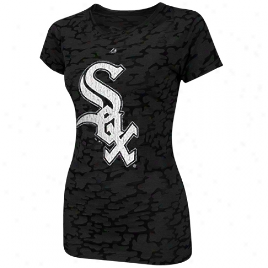 Majestic Chicago White Sox Ladies Pure Victory Premium Burnout T-shirt - Black