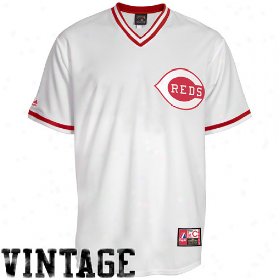 Majestic Cincinnati Reds Cooperstown Co1lection Throwback Jersey - White