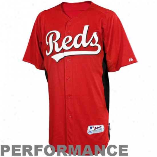 Majestic Cincinnati Reds Youth Batting Practice Performance Jersey - Red-black