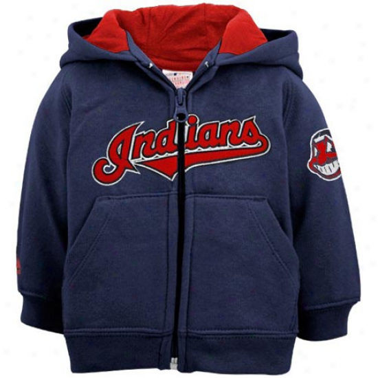 Splendid Cleveland Indoans Infant Navy Blue Full Zip Hoody Sweatshirt