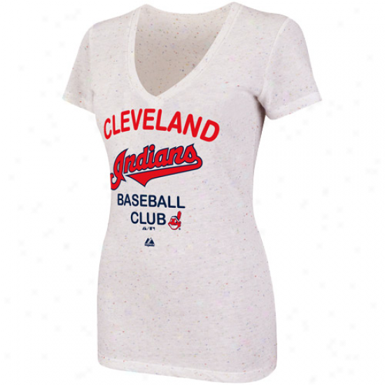 Majestic Cleveland Indians Ladies City Pretty Premium Fashikn T-shirt - White